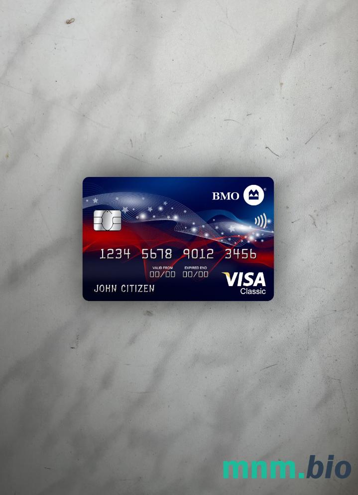 USA BMO bank of Montreal bank visa classic card wygląd fotograficzny skan PSD + zdjęcie